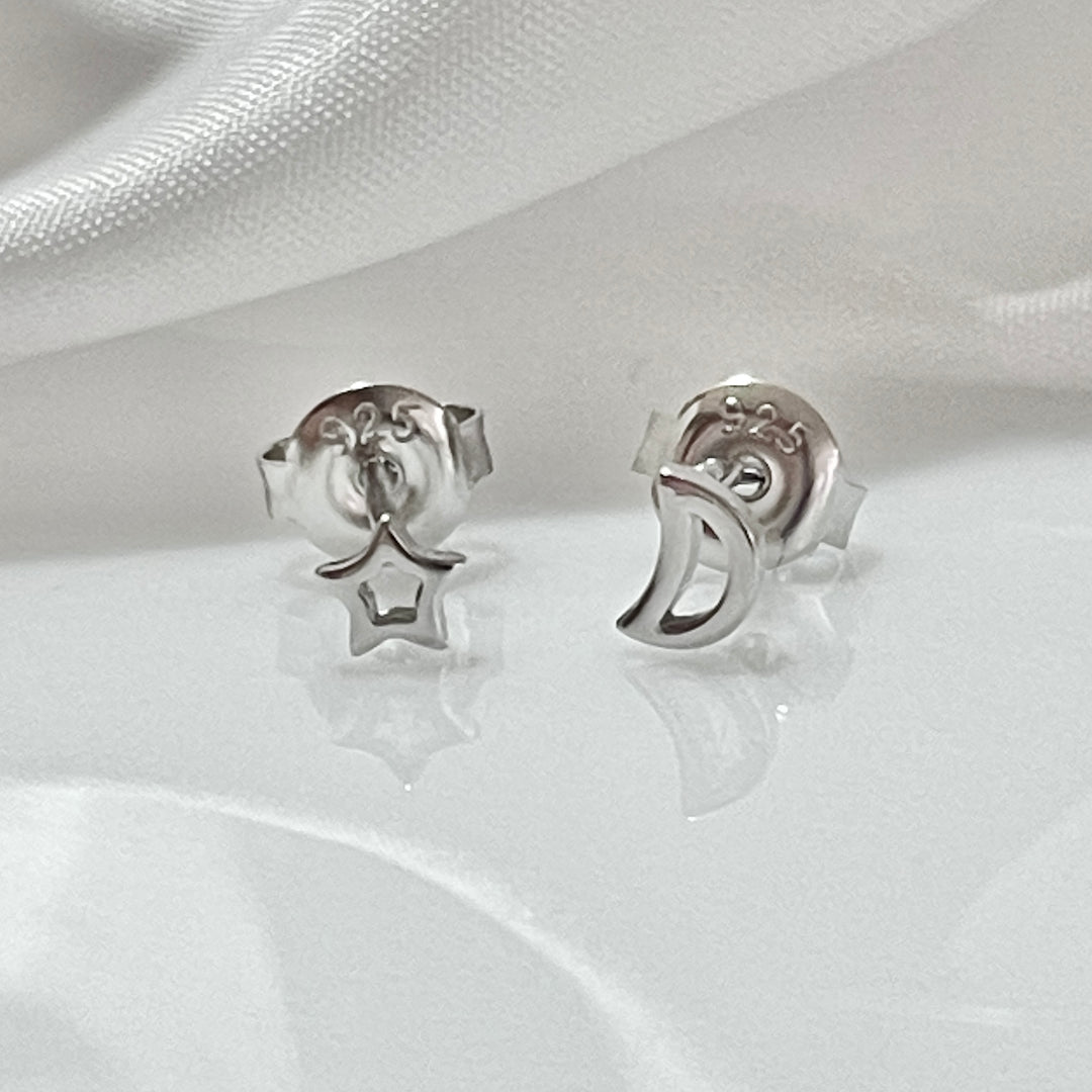 Aretes Plata 🌙Estrella ,Luna Mini | Nicola Joyería 