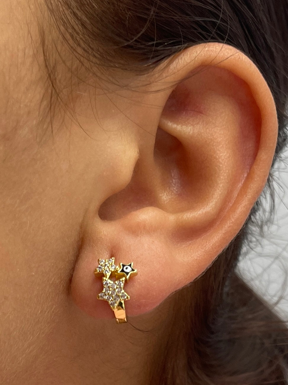 Huggies de Acero 🧿Ojo Turco Negro