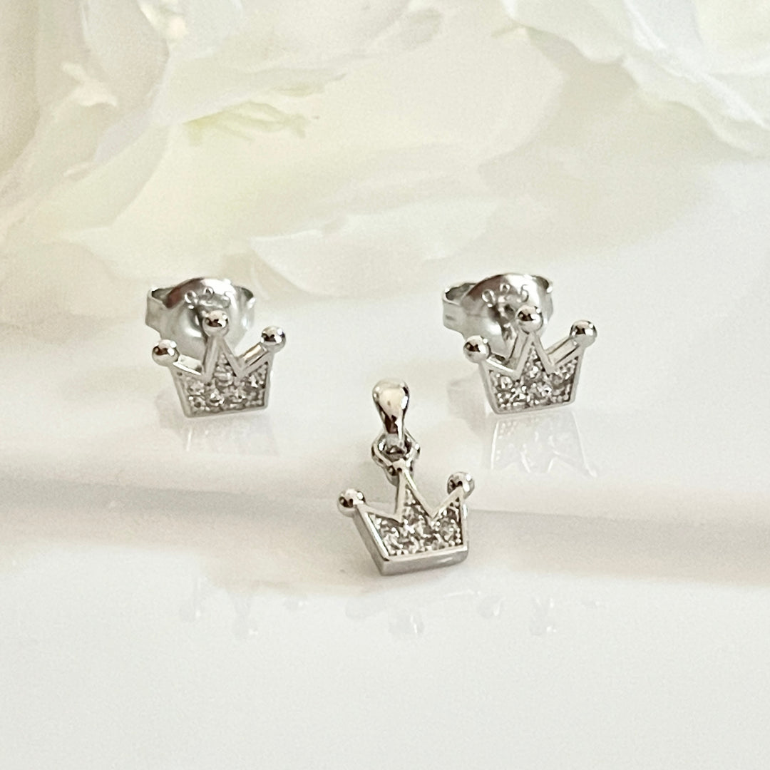 Juego Plata 👑Corona Pequeña |Nicola Joyería 