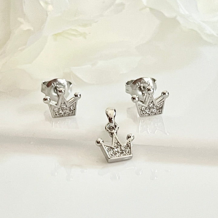 Juego Plata 👑Corona Pequeña |Nicola Joyería 