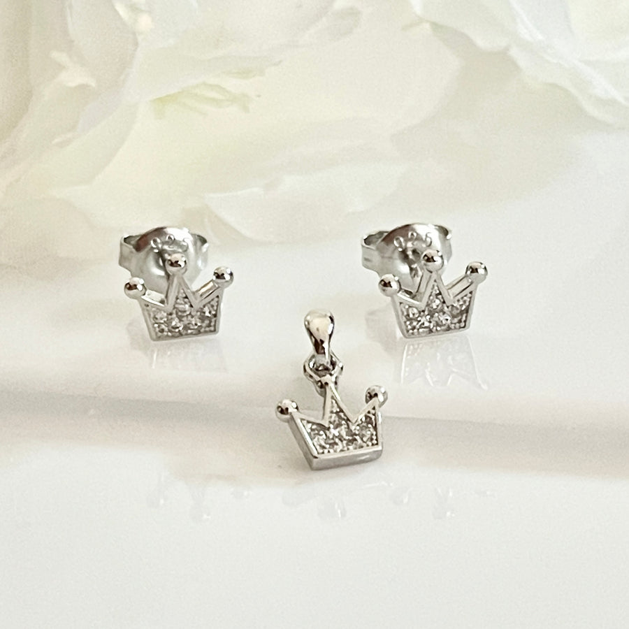 Juego Plata 👑Corona Pequeña |Nicola Joyería 