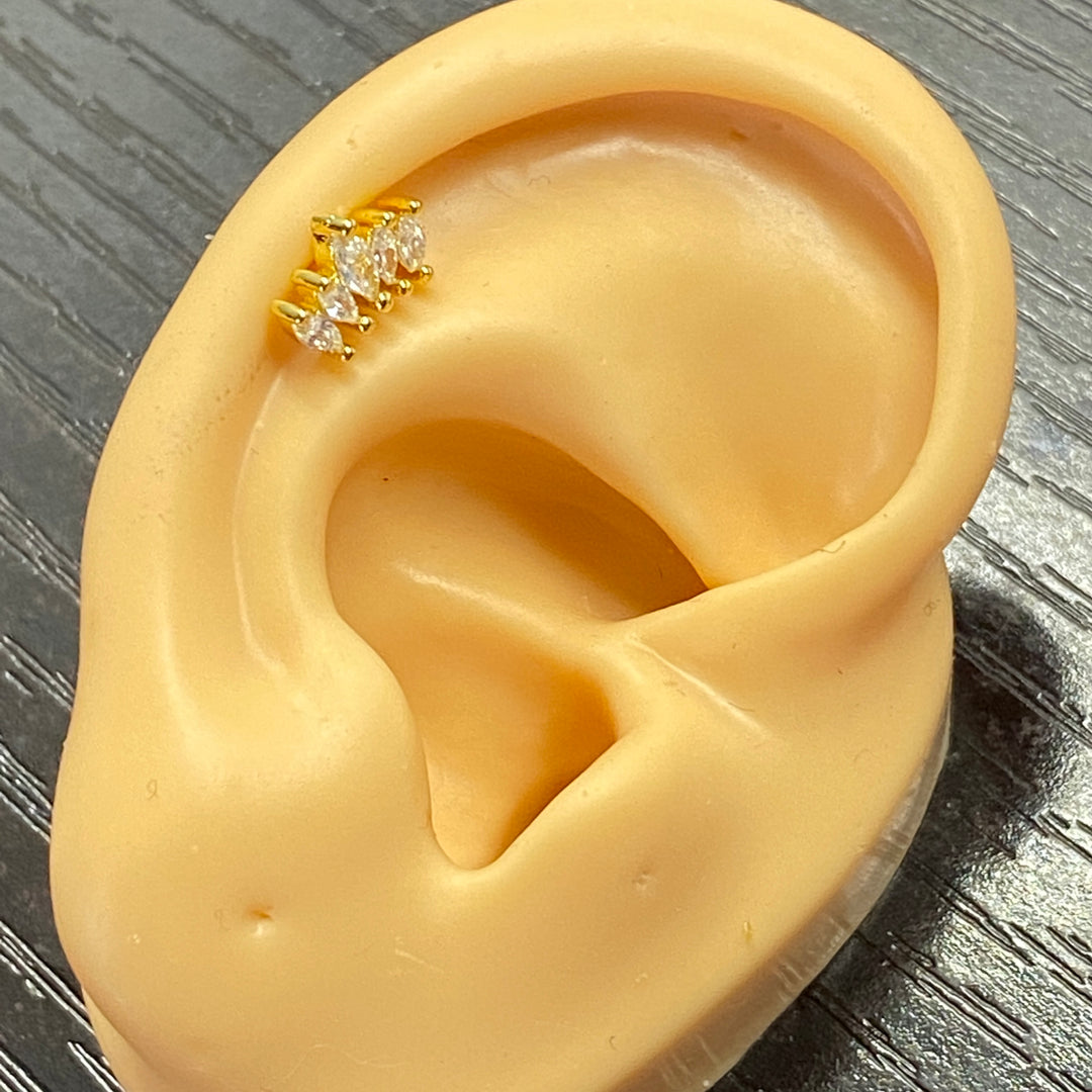 Arete Quirúrgico 🧡Circonia Dorado| Nicola Joyería