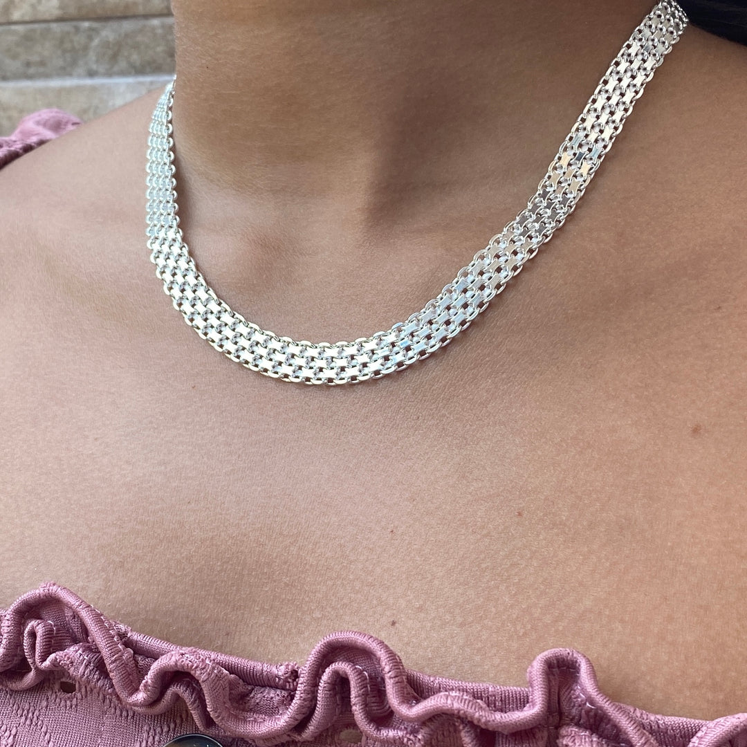 Pulsera De Cadena De Cuerda Con Corte De Diamante En Oro Blanco De