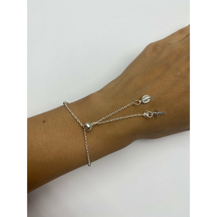 Pulsera de Plata Rosario Ajustable | Nicola Joyería