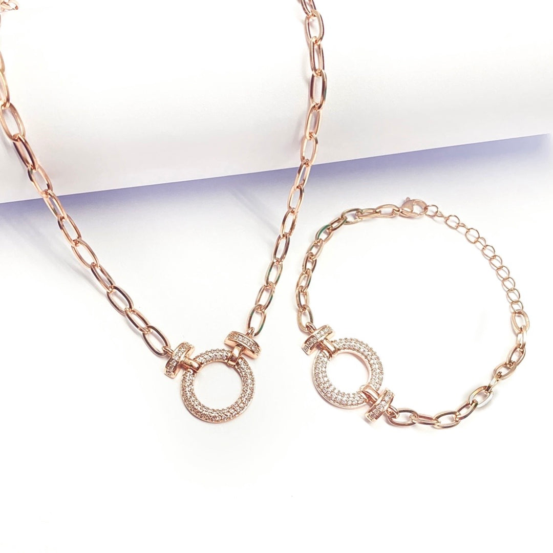 Collar y Pulsera Círculo ⚪️ Oro Rosa