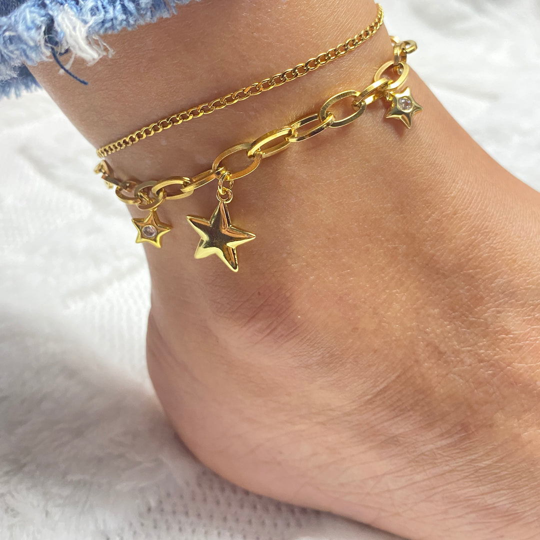 Tobillera Acero ⭐️ Estrellas | Nicola Joyería 