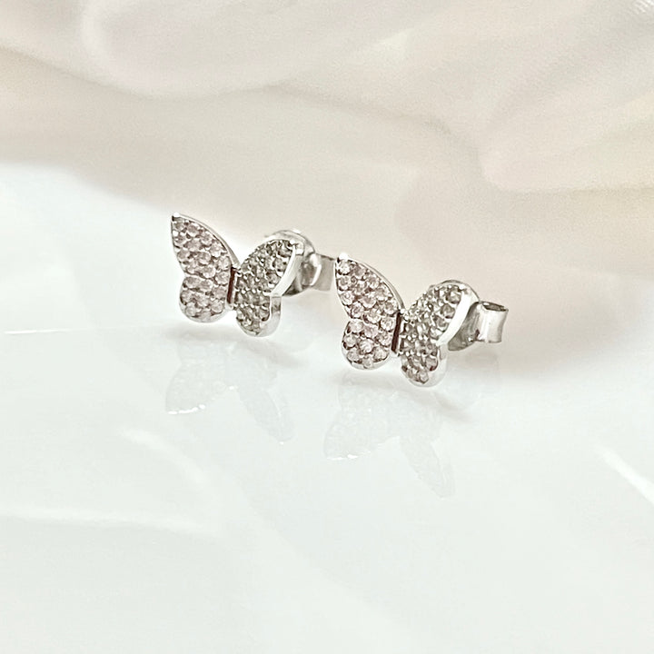 Aretes Plata Mariposa Brillante 10MM