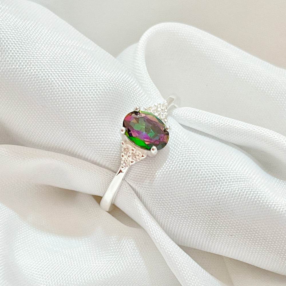 Anillo Plata Promesa Brillo Topacio 🌺 | Nicola Joyería 