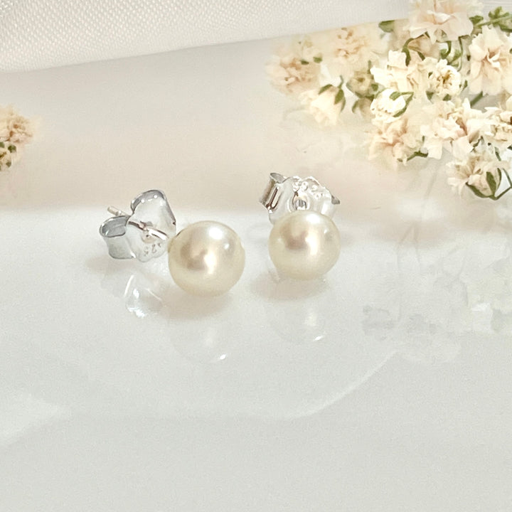 🤍 Aretes de Plata 925 con Perlas Cultivadas Blancas 🤍 
