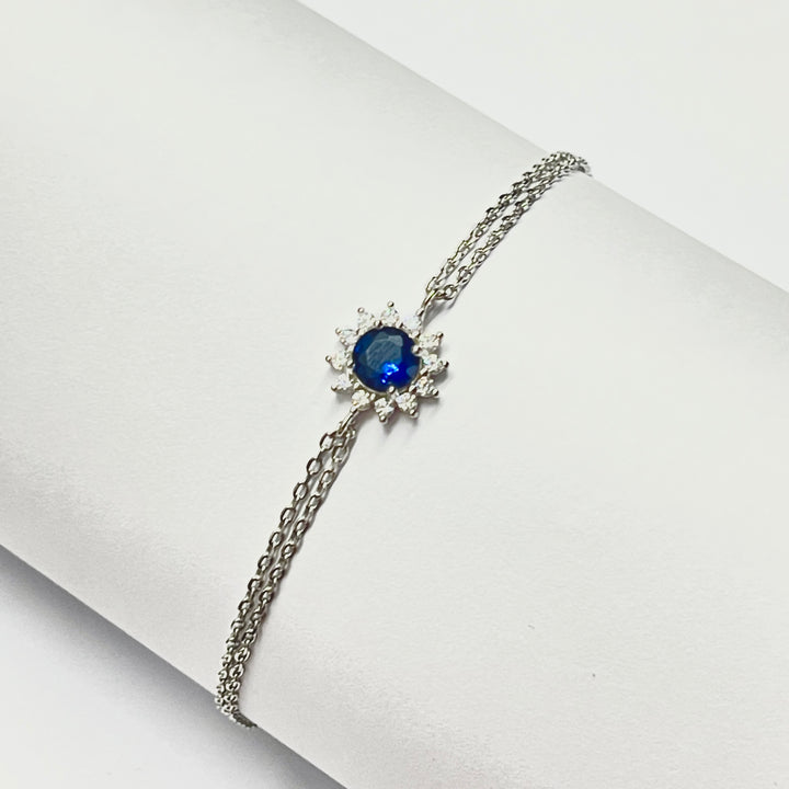Pulsera Plata 🌼Flor Azul