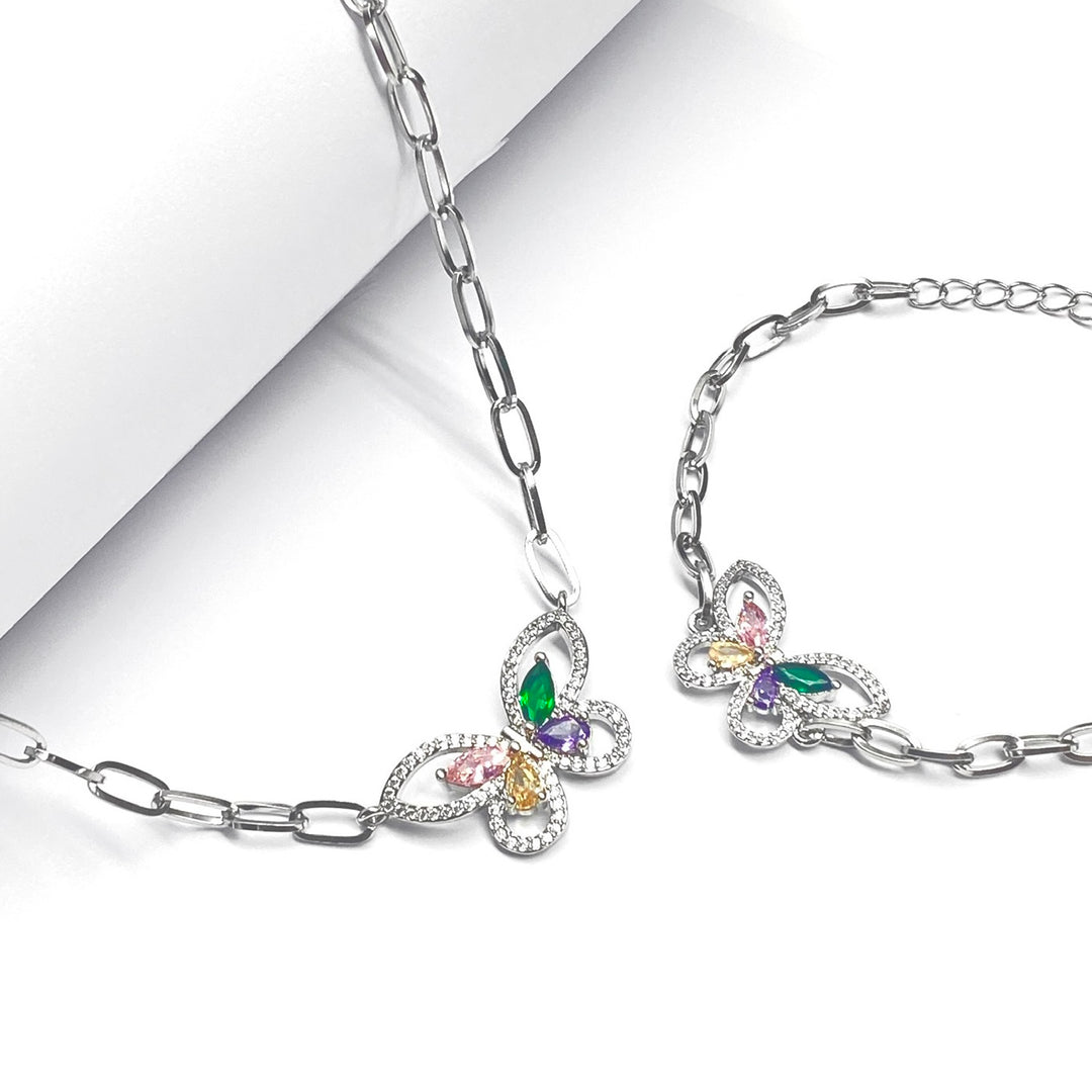 Collar y Pulsera Mariposa 🦋 Plateado