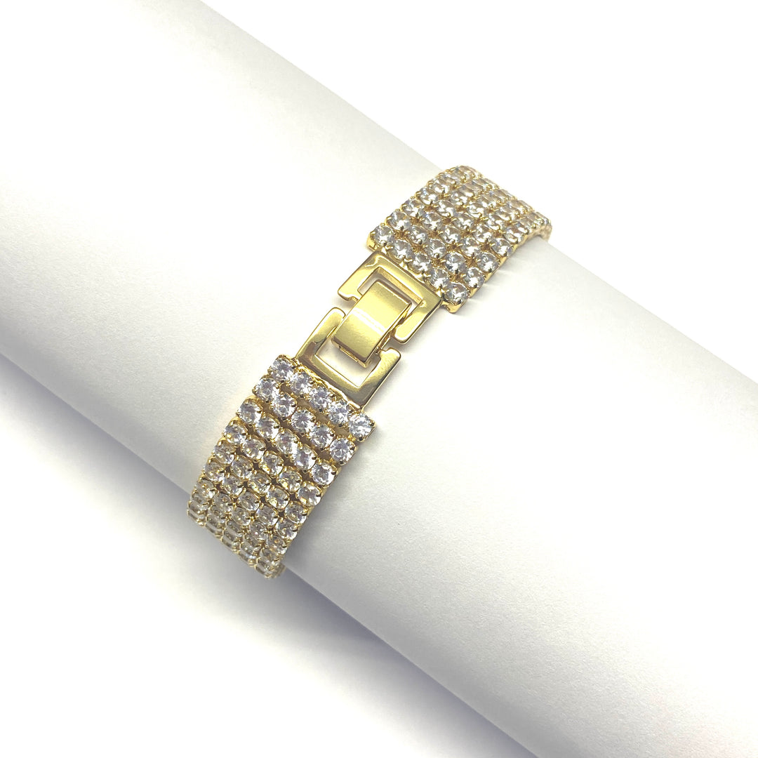 Pulsera Acero Circonias Cinco Filas