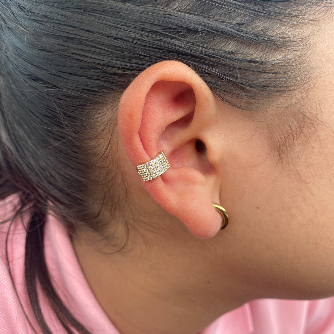 Ear Cuff Arete Escalador Circonita Blanca | Nicola Joyería