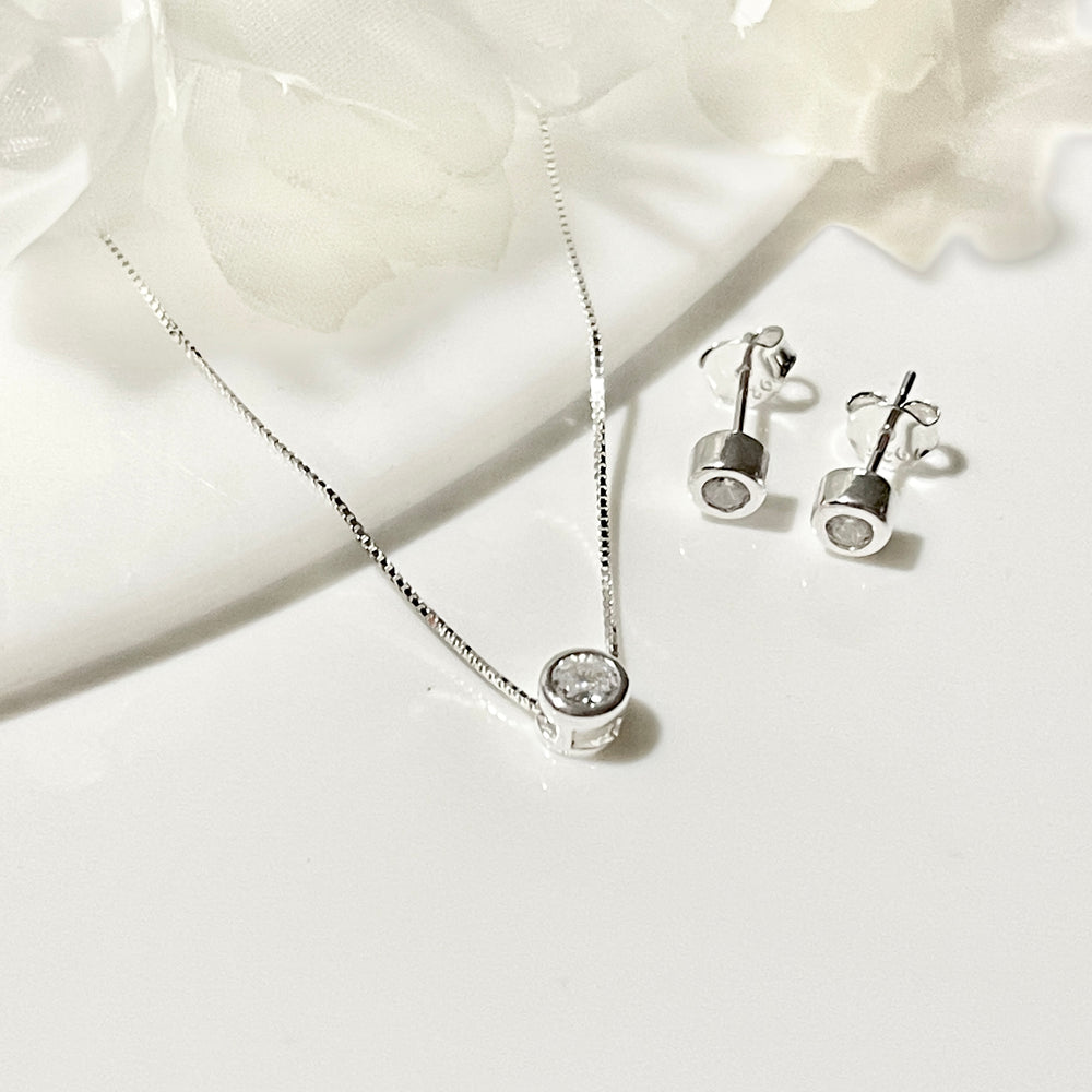 Juego Plata ⚪️Mini Circulo Blanco | Nicola Joyería 