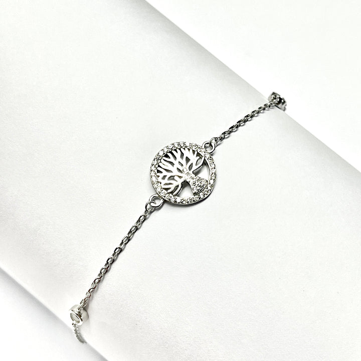 Pulsera Plata 🌳Árbol Brillo