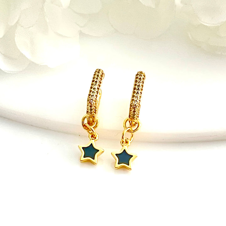 Huggies de Acero 🌟Estrella Negra | Nicola Joyería 