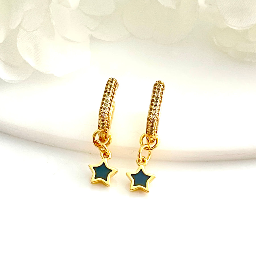 Huggies de Acero 🌟Estrella Negra | Nicola Joyería 