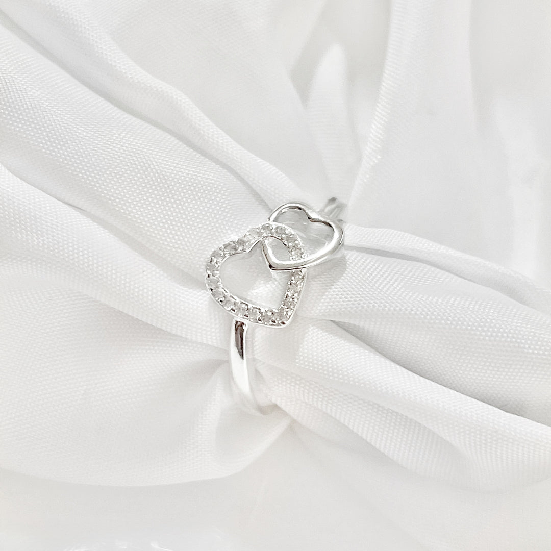 Anillo Plata Promesa Corazón Entrelazados Brillante  ❤️