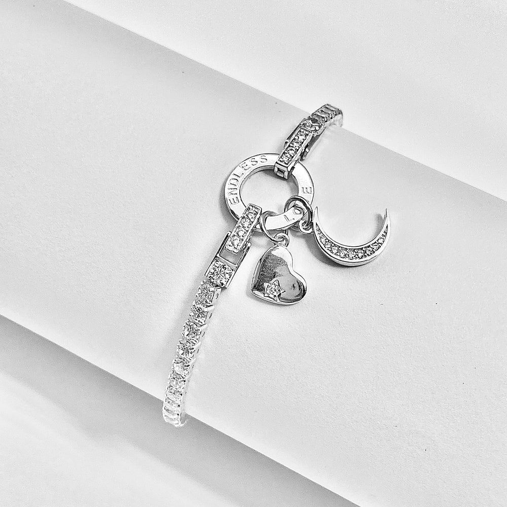 Pulsera de Plata Corazón y Luna | Nicola Joyería