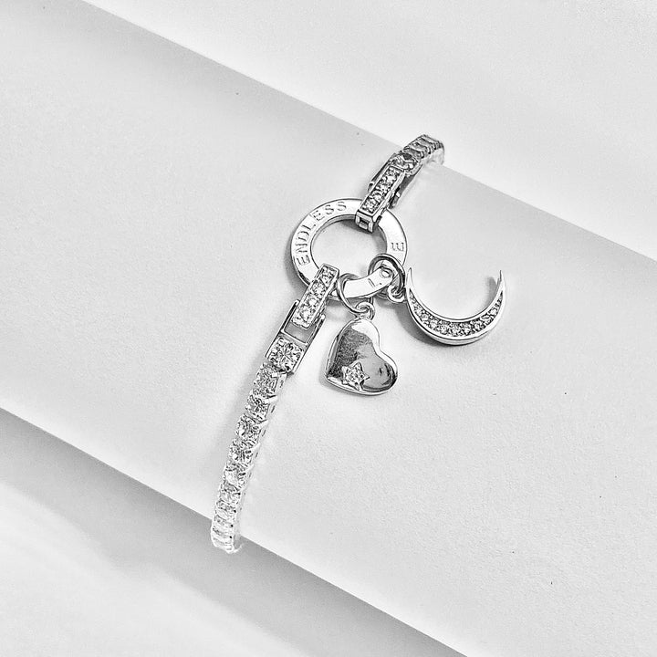 Pulsera de Plata Corazón y Luna | Nicola Joyería