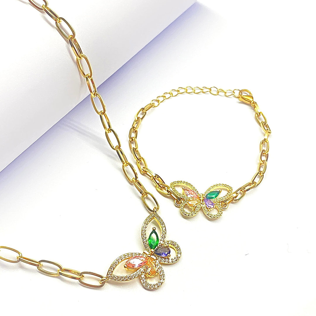 Collar y Pulsera Mariposa 🦋 Dorado