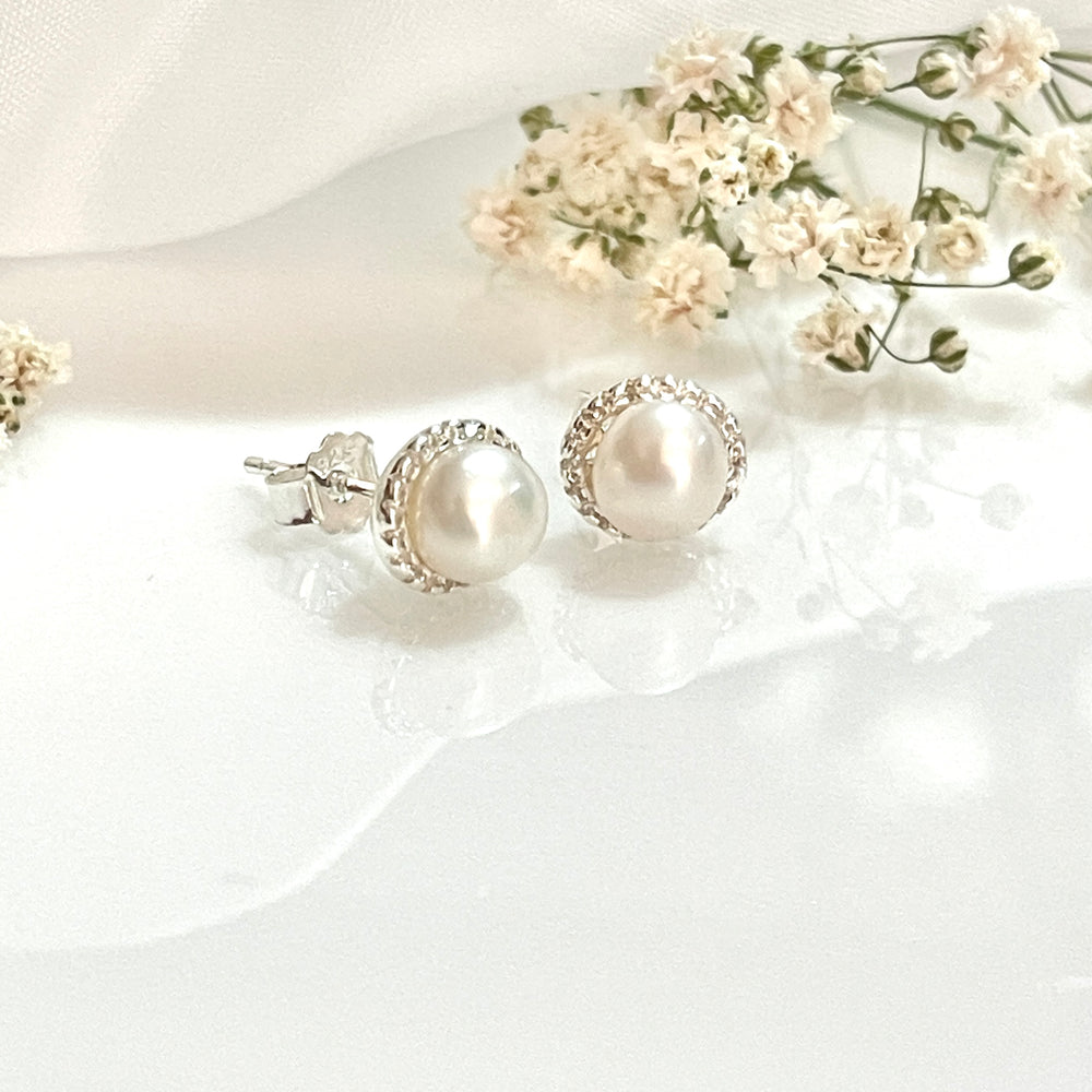 Aretes de Plata 925 con Perlas Cultivadas Blancas | Plata 925 