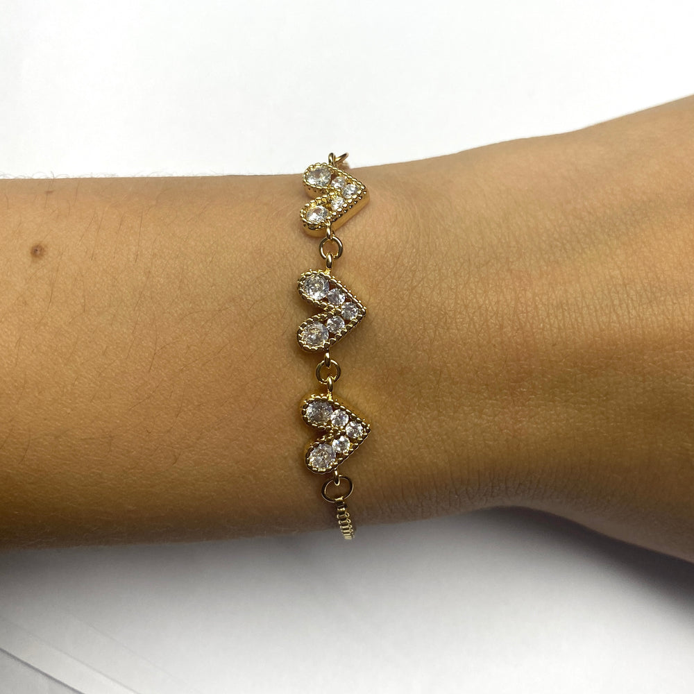 Pulsera Acero 🤍 Corazón Dorado Blanco