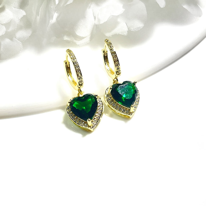 Huggies de Acero 💚Corazón Verde | Nicola Joyería 