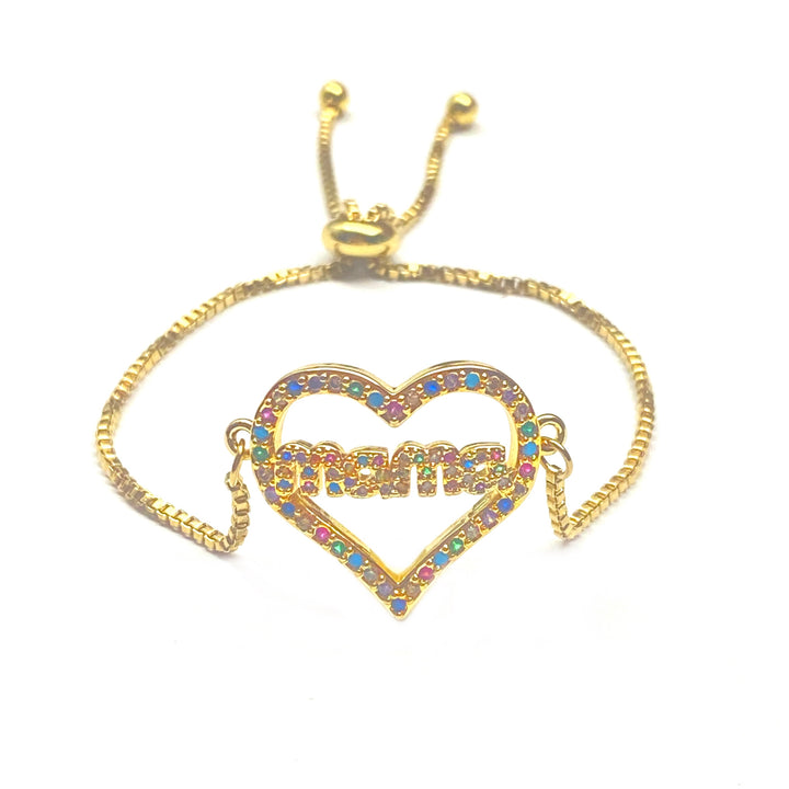 Pulsera Acero 🧡 Corazón Mamá Dorado
