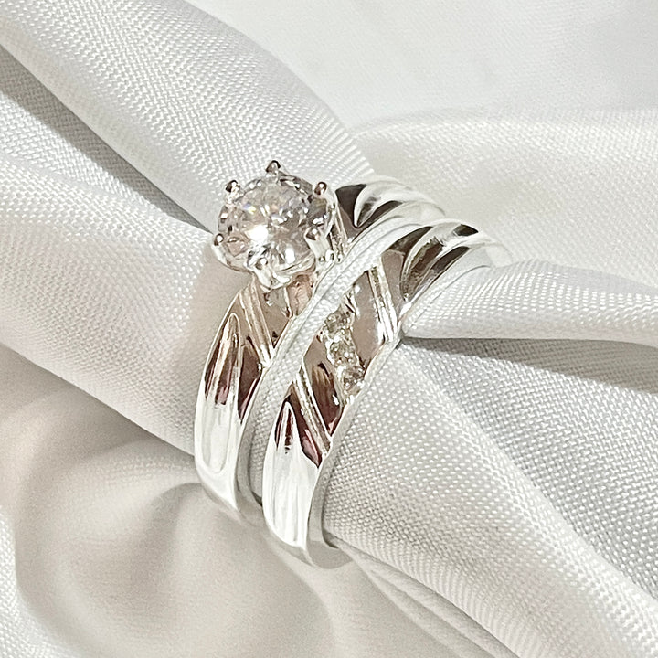 💍 Anillos Dúo Unión Compromiso y Matrimonio Silver 925 para Mujer 