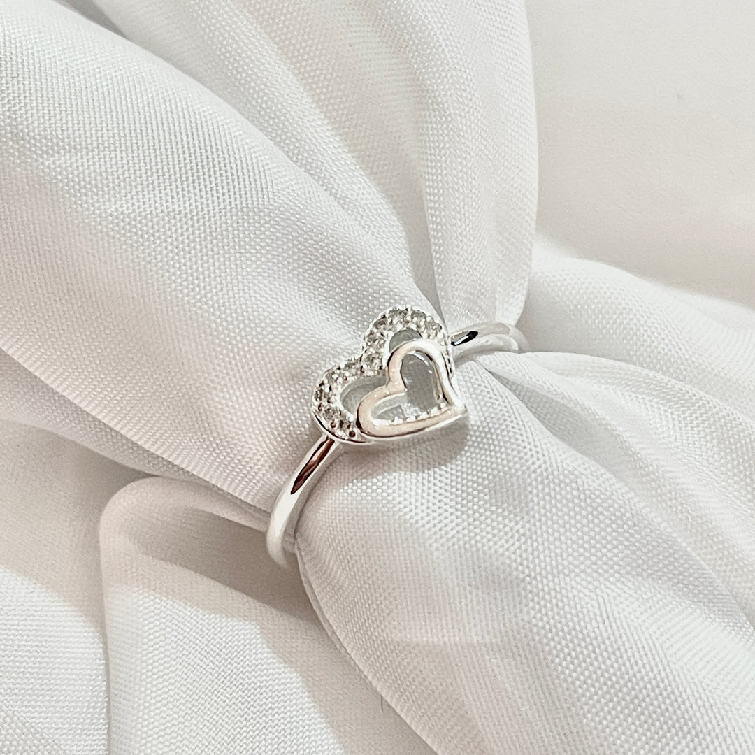 Anillo Plata Promesa Corazón Doble  ❤️ | Nicola Joyería 