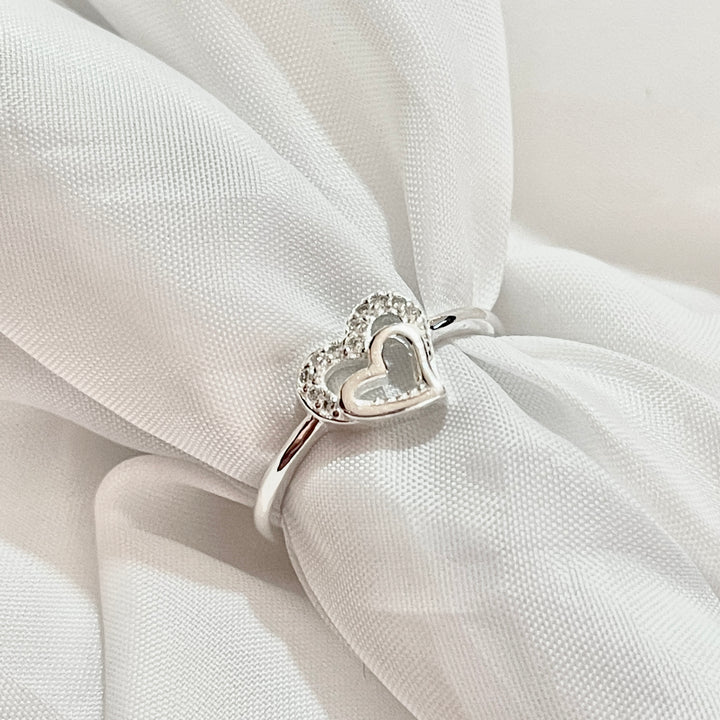 Anillo Plata Promesa Corazón Doble  ❤️ | Nicola Joyería 
