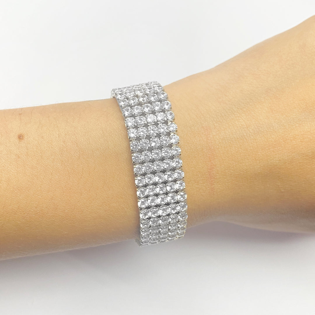 Pulsera Acero Circonias Cinco Filas