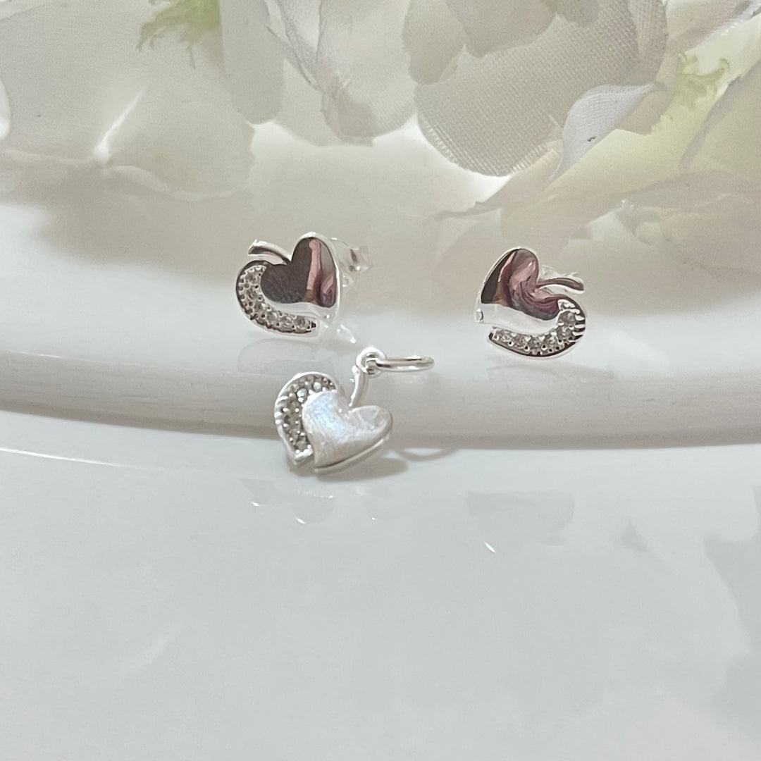Juego Plata Corazón Doble Mini ❤️ | Nicola Joyería 