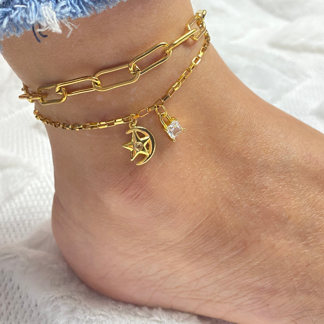 Tobillera Acero ⭐️🌙 Luna Estrella | Nicola Joyería