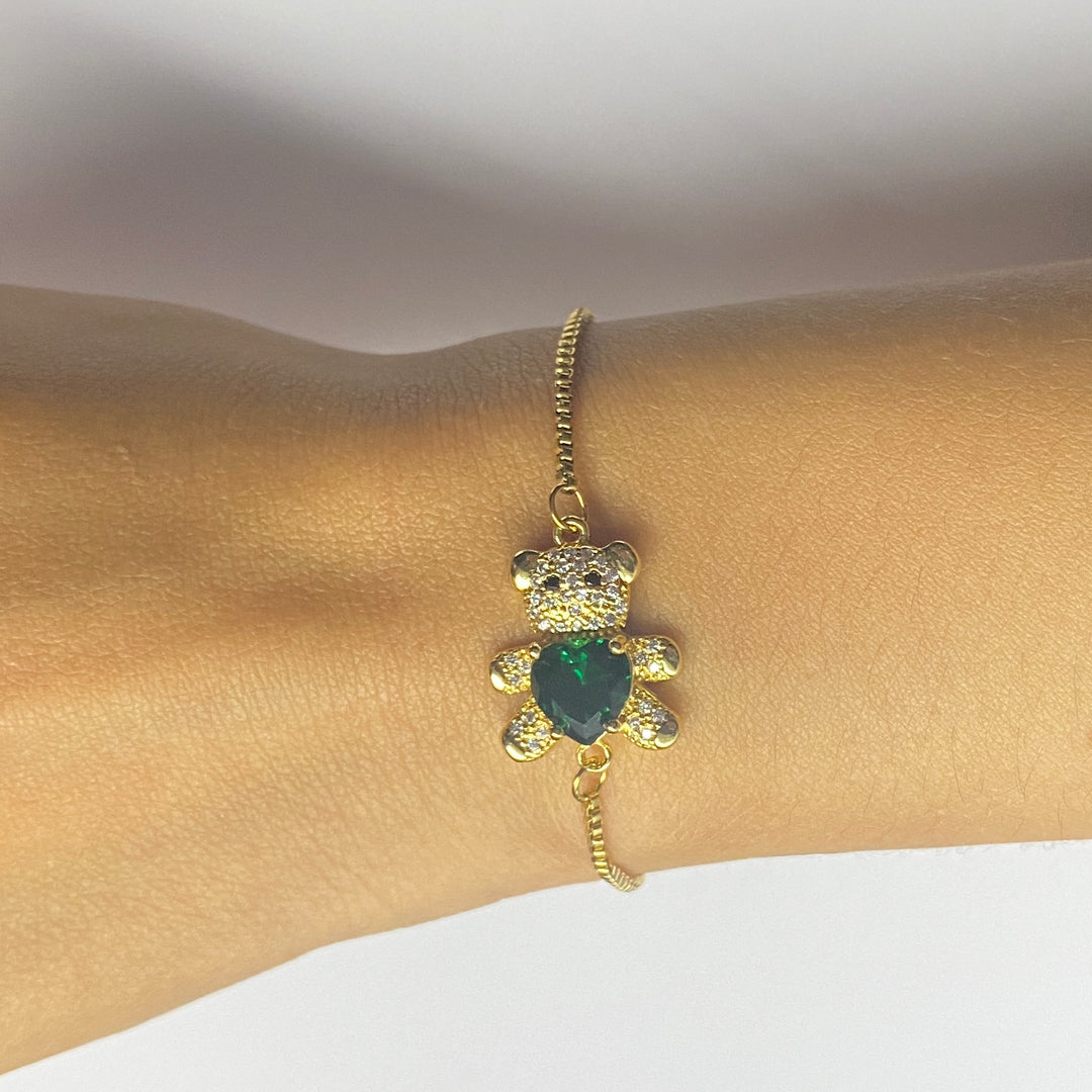 Pulsera Acero 🧸💚 Osito Verde