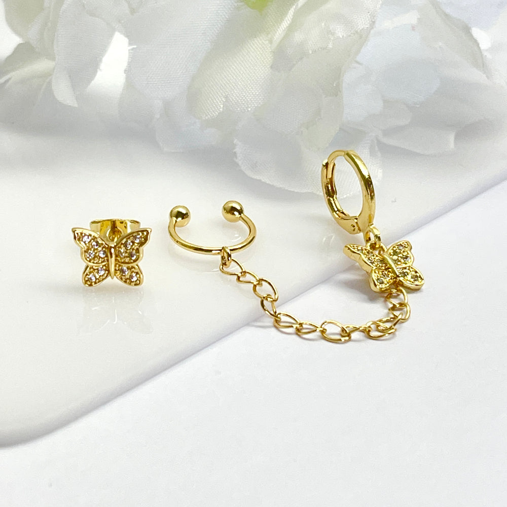 Aretes de Acero Mariposa 🦋 Cadena| Nicola Joyería 