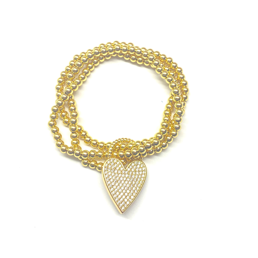 Pulsera Acero 💛 Corazón Triple