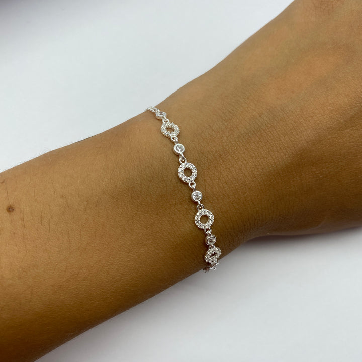 Pulsera de Plata Círculos con Circonita | Nicola Joyería