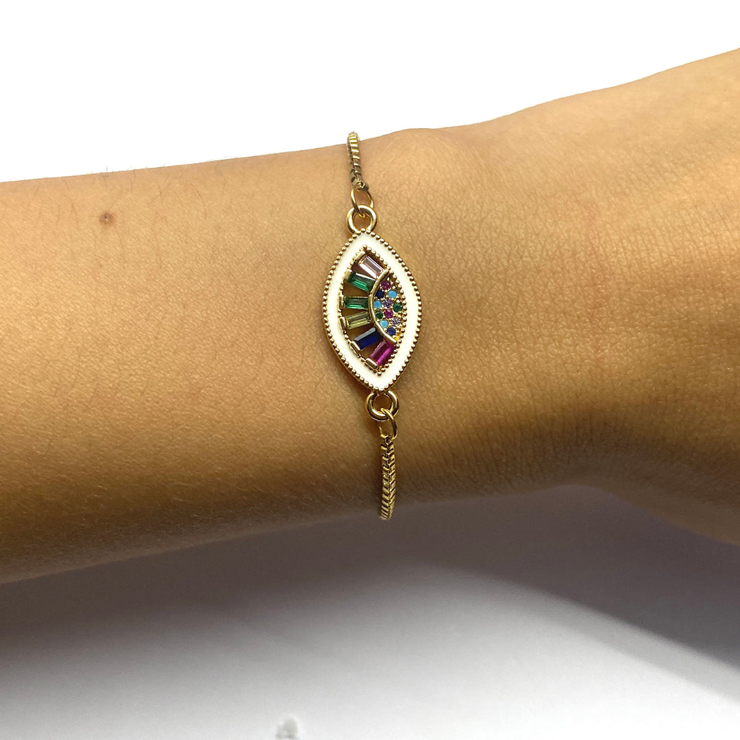 Pulsera Acero 👁 Ojo Dorado