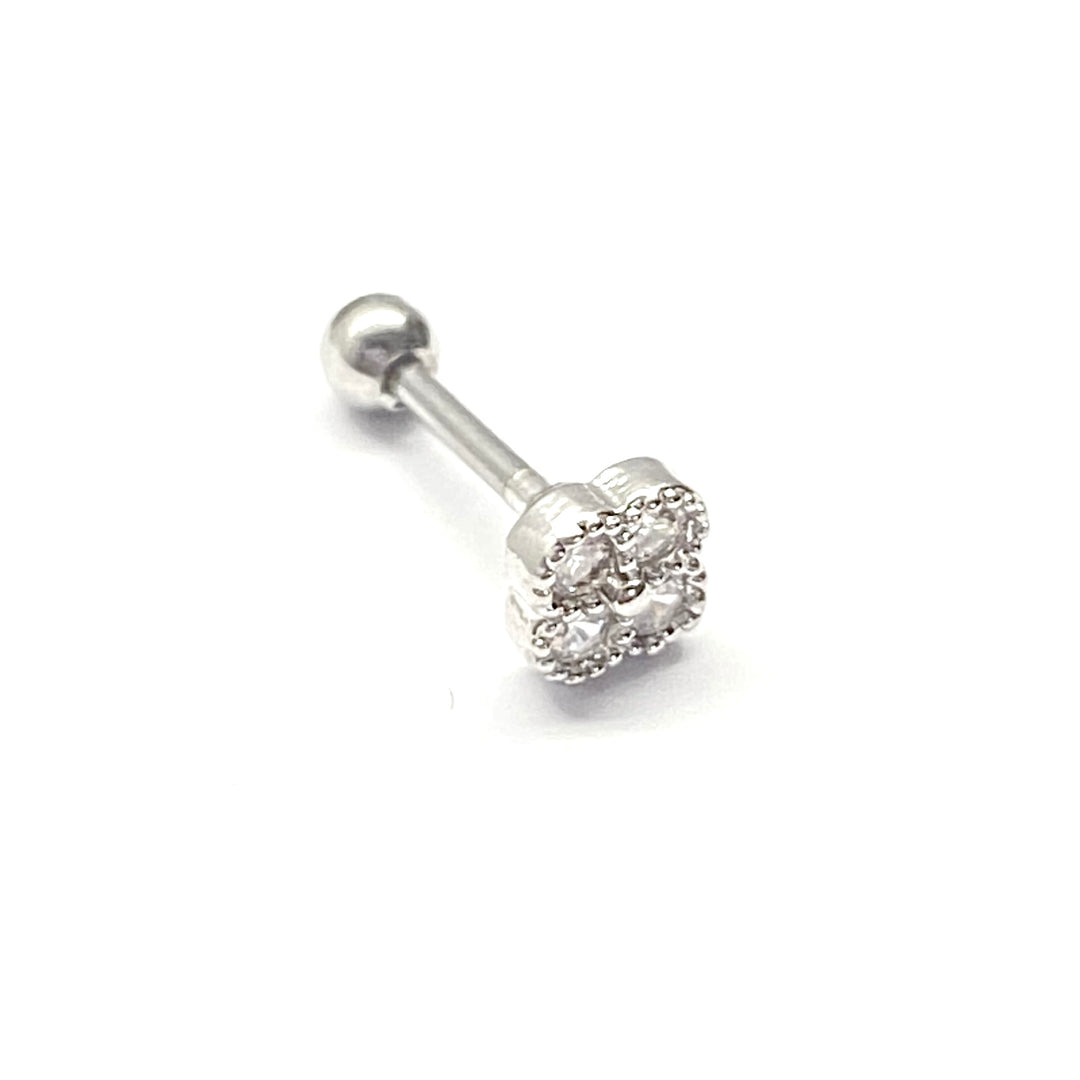 Arete Quirúrgico 🌺 Flor Plateado| Nicola Joyería