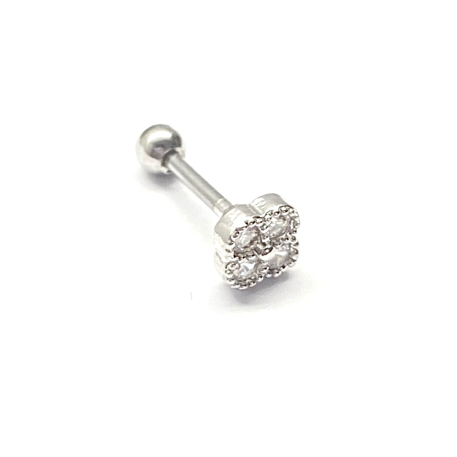 Arete Quirúrgico 🌺 Flor Plateado| Nicola Joyería