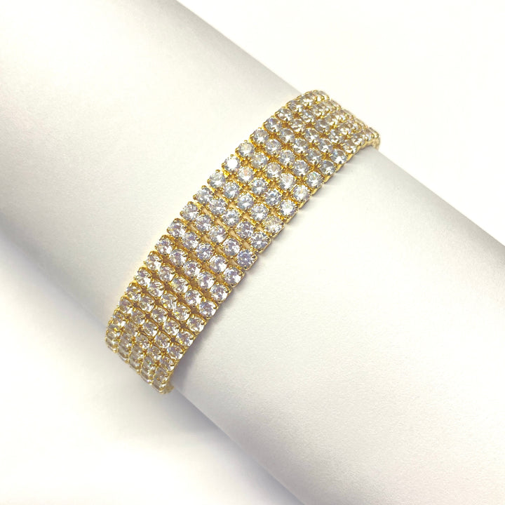 Pulsera Acero Circonias Cinco Filas