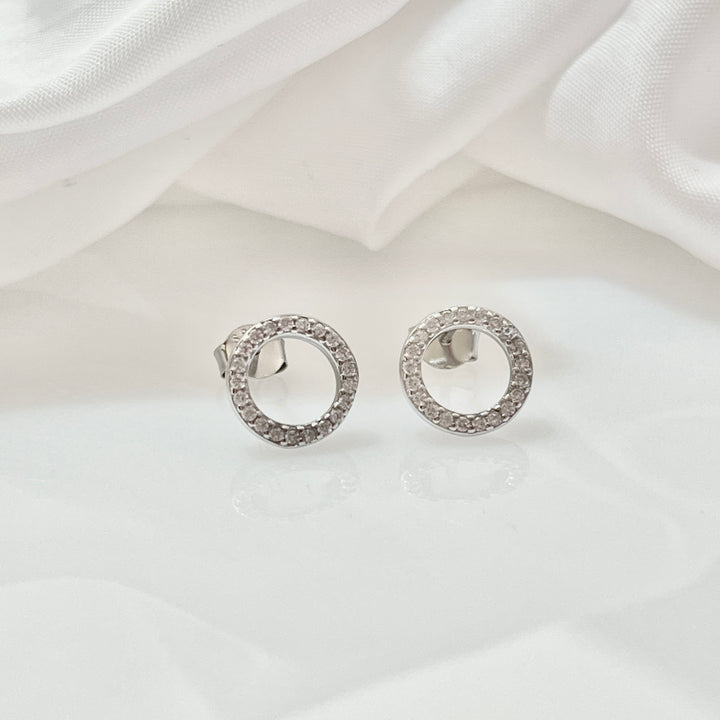 Aretes Plata 🔴 Circulo Luna 10MM | Nicola Joyería 