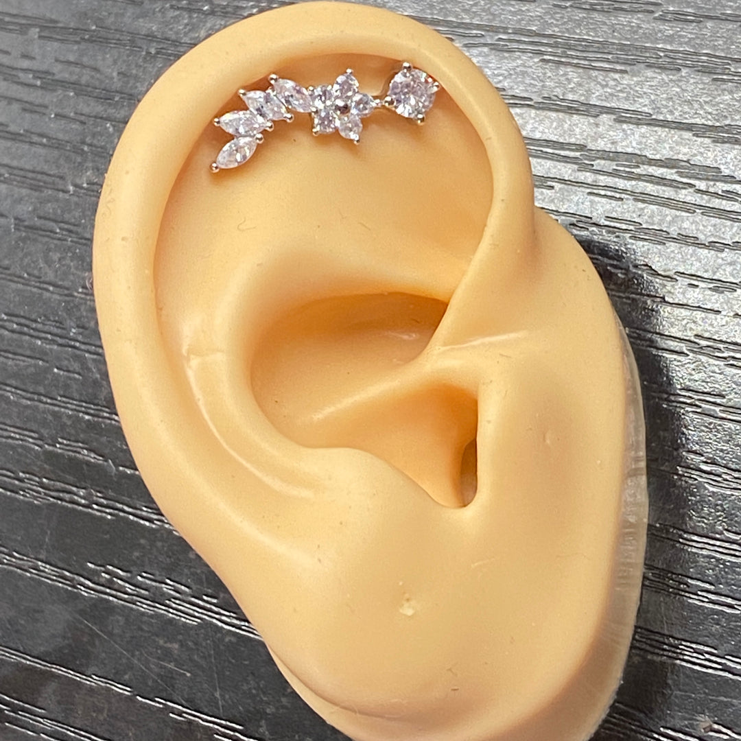 Arete Quirúrgico 🌺 Flor Plateado