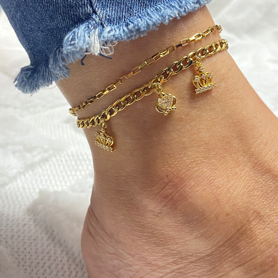 Tobillera Acero 👑 Coronas | Nicola Joyería