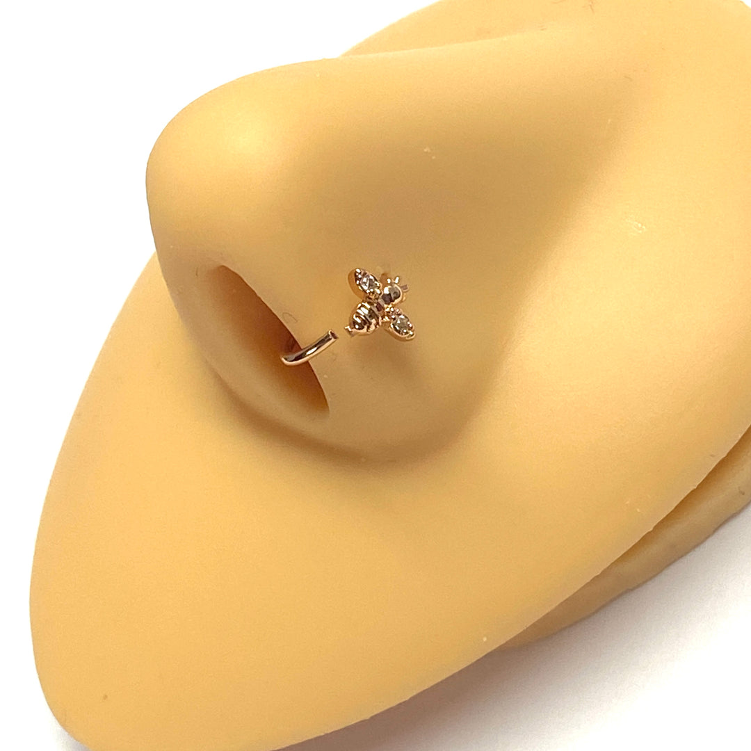 Piercing Argolla de Nariz🐝Abeja Quirúrgico Oro Rosa