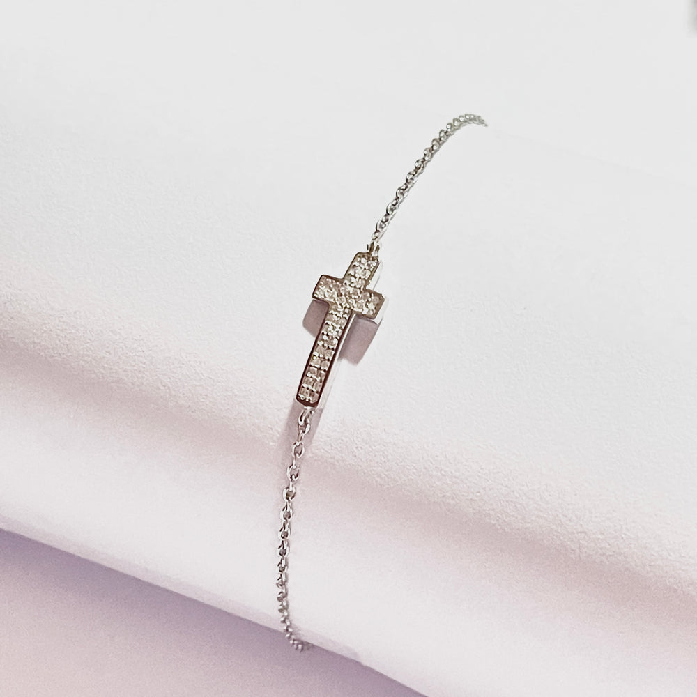 Pulsera Plata Cruz | Nicola Joyería