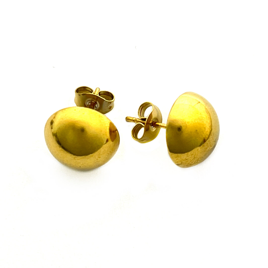Aretes Acero Media Bola 11MM Doradas