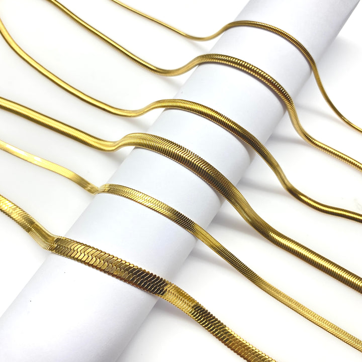 Cadena Acero 🐍  Panza Culebra 4MM Dorada | Nicola Joyería